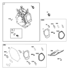 Cylinder Group Diagram and Parts List for 19N236-0004-G1 100000 - 19Z999 Briggs and Stratton Engine
